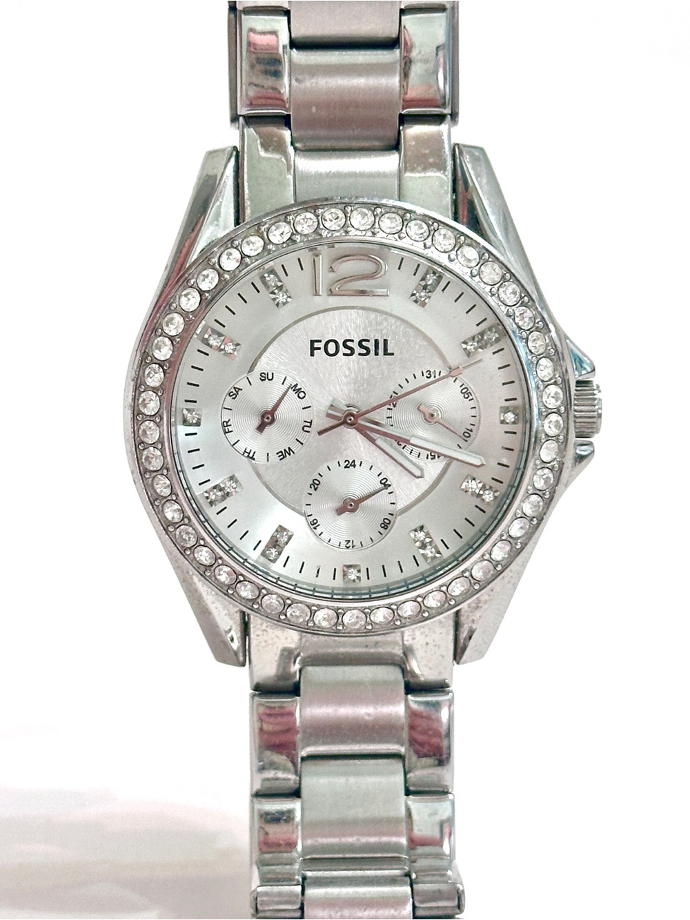 Fossil RILEY Crystal-Trim Stainless Steel Women's Watch